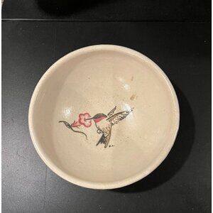 Handcrafted Turn & Burn Pottery Bowl Hummingbird & Flower Design Sea Grove NC US
